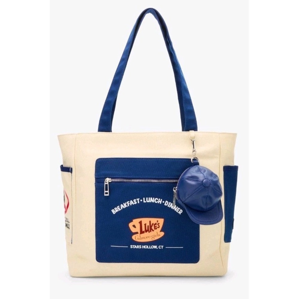 NEW Gilmore Girls Luke's Diner Cavnas Zip Tote Bag & Luke's Ball Cap Coin Purse
